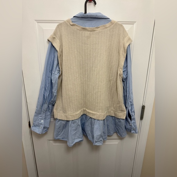 Anthropologie Twofer Sweater Vest with Button Up Size XL City Trendy Winter - Picture 7 of 7